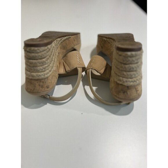UGG Elena Horchata Leather Slingback Wedge Sandal US 9.5 Neutral Capsule Beach - Picture 7 of 8